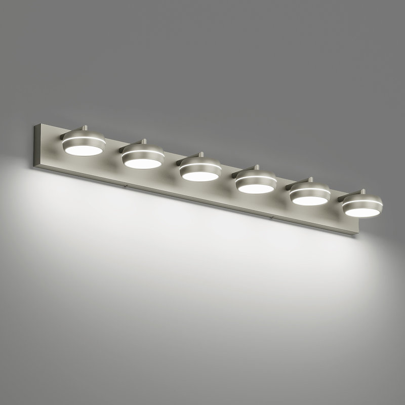 Dimmable LED Multi-Light Bathroom Vanity Fixture 5500K, 5.2" H x 42.9" W x 1.18" D, 6 Lights