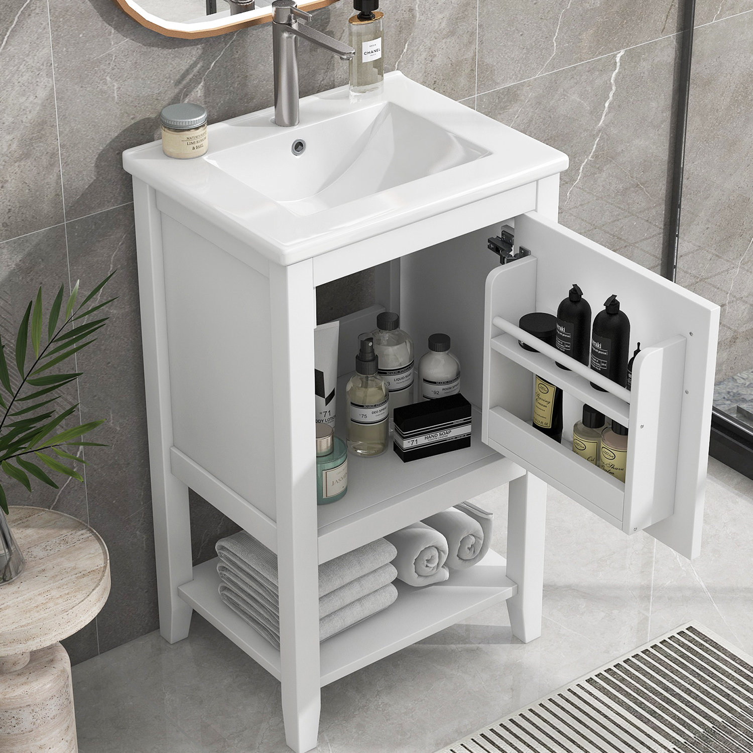 Mercer41 20'' Free Standing Single Bathroom Vanity with Ceramic Top | Wayfair