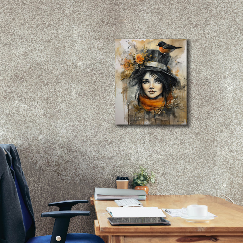 Toile épique Graffiti «brune avec cylindre» par Momart, 20 po x 24 po, H 24 po x l 20 po x P 0,75 po