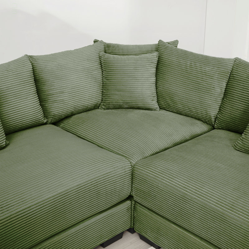 Coussin modulaire surdimensionné de 92 po avec accoudoirs extra larges en velours côtelé modulaire Cloud, Velours côtelé vert