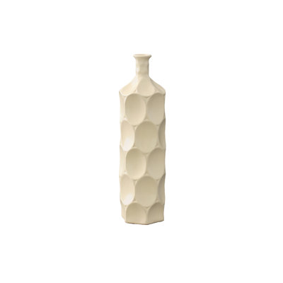 Ceramic Round Bottle Vase Matte Finish Beige-17.50"H