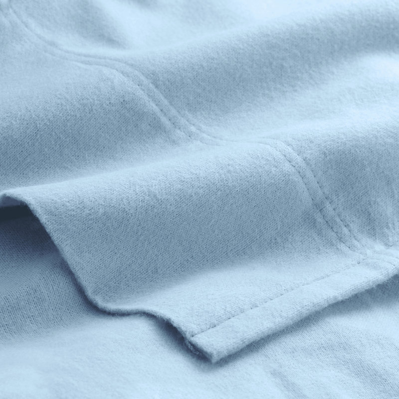100% Cotton Flannel Sheet Set, Light Blue, Full / Double Sheet Set with 2 Pillowcases