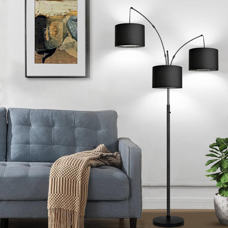 Lampe sur pied moderne 80 "pour le salon, Noir, noir, noir, noir, Noir, noir, noir, noir