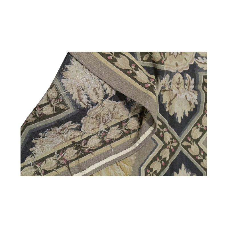 Tapis brun clair, beige et noir noué à la main de haute qualité, Rectangle 9 pi 1 po x 12 pi 2 po
