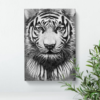 Monochrome Tiger No.5 - Wrapped Canvas Print