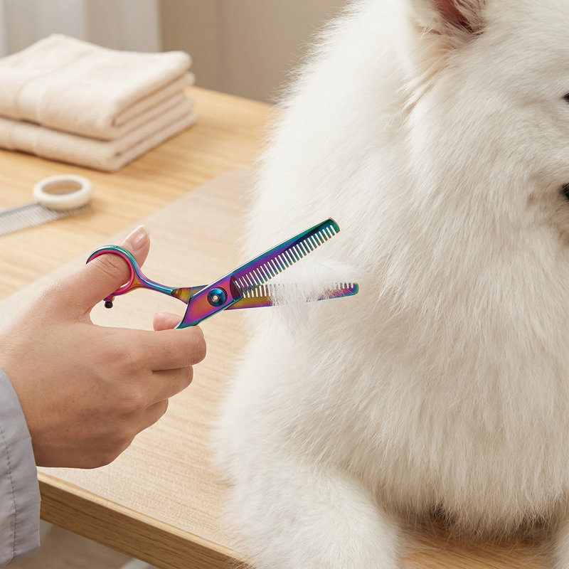 Ensemble de ciseaux professionnel de 7 pouces pour tonte d'animaux, ciseaux colorés en acier inoxydable pour le toilettage et la coupe de cheveux