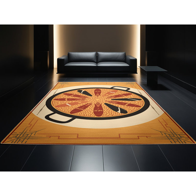 Tapis moelleux moelleux à imprimé bloc Acheson Paella, 8 x 12