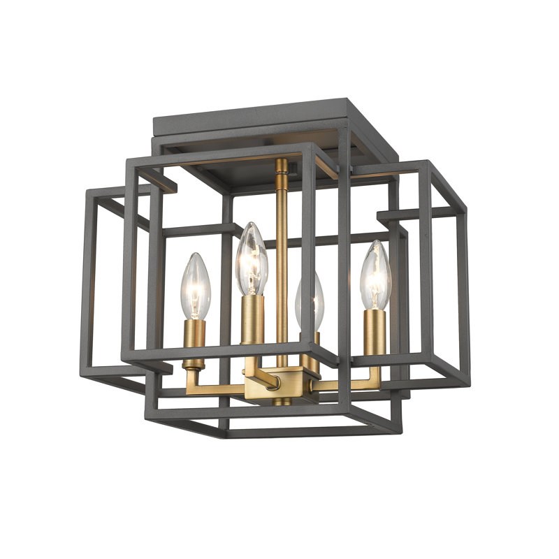 Plafonnier encastré 4 lumières Orona, Bronze / laiton vieilli