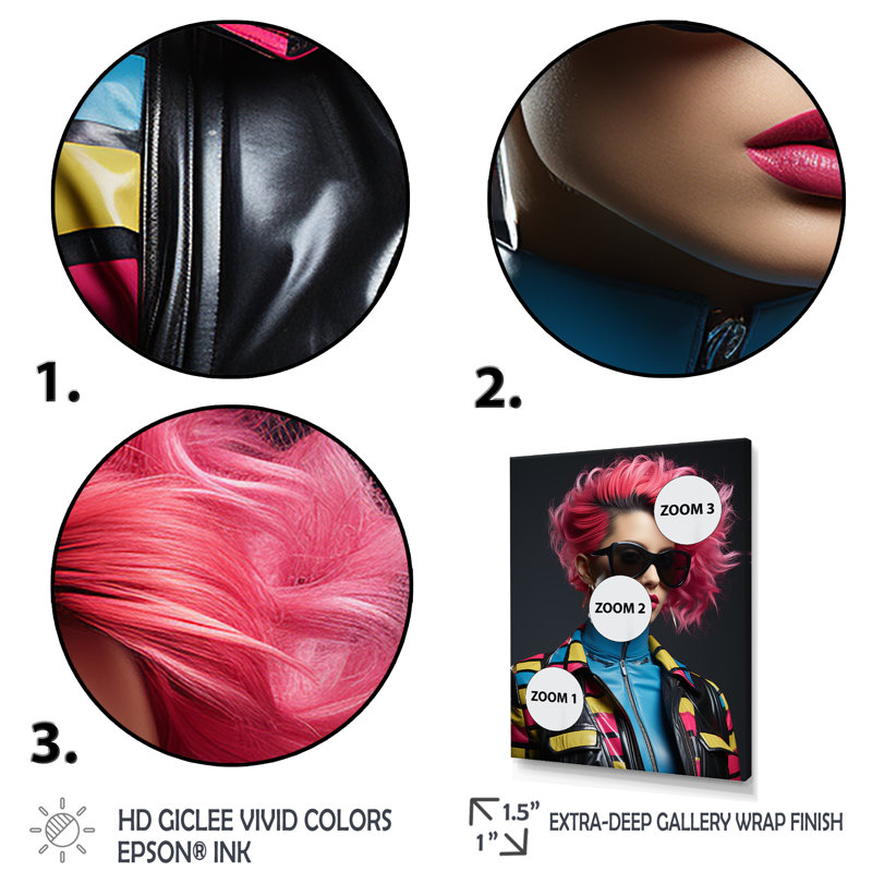 Avant-garde glamour et pop art avec Mohawk III, Cadre flottant noir, H 20 po x l 12 po x P 1 po