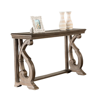 Traditional Table Made From Solid Wood With Scroll Legs And Medium - Sized Top, 17 Inches Wide Featuring Curved Details, 50 Long