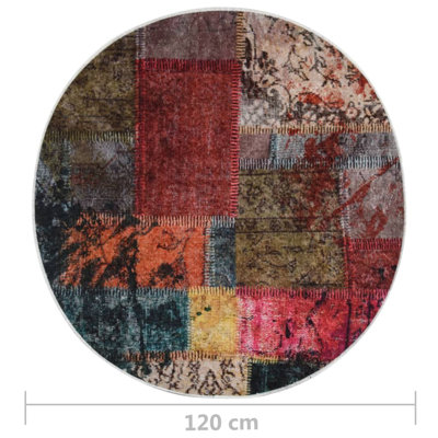 Oakcrest Round 120 cm x 120 cm Patchwork Flatweave Area Rug