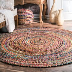 Jute Rug, Natural Fibre Braided Reversible Carpet for Bedroom