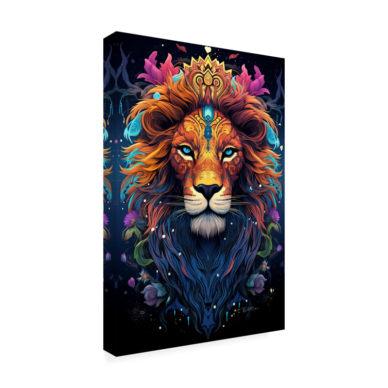 «DMT Art Lion 2», peinture sur toile, L 12 po x H 19 po x P 2 po