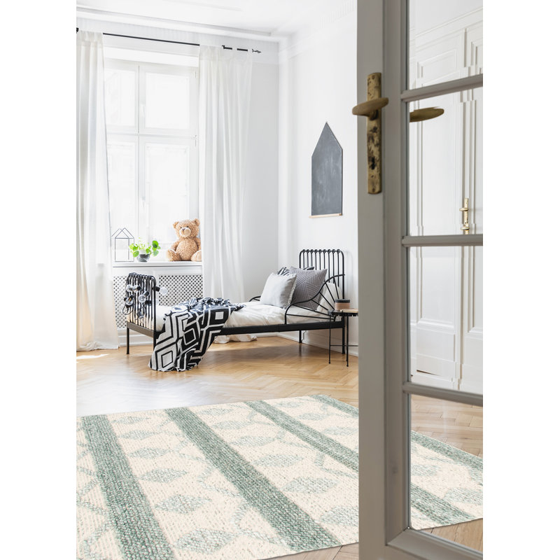 Tapis bleu clair en laine tressé à la main Sienna