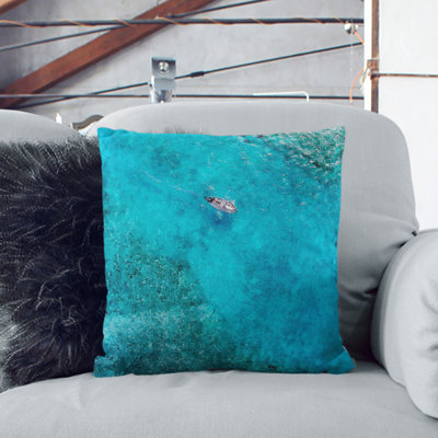 A Boat In The Maldives Square Throw Cushion