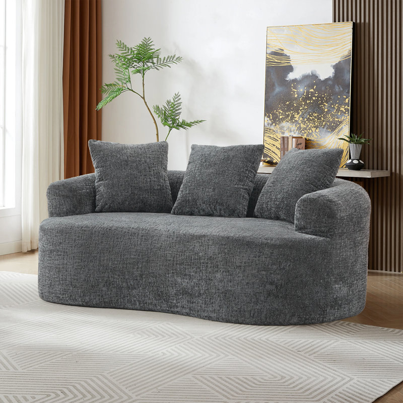 Causeuse, canapé en chenille, Gris