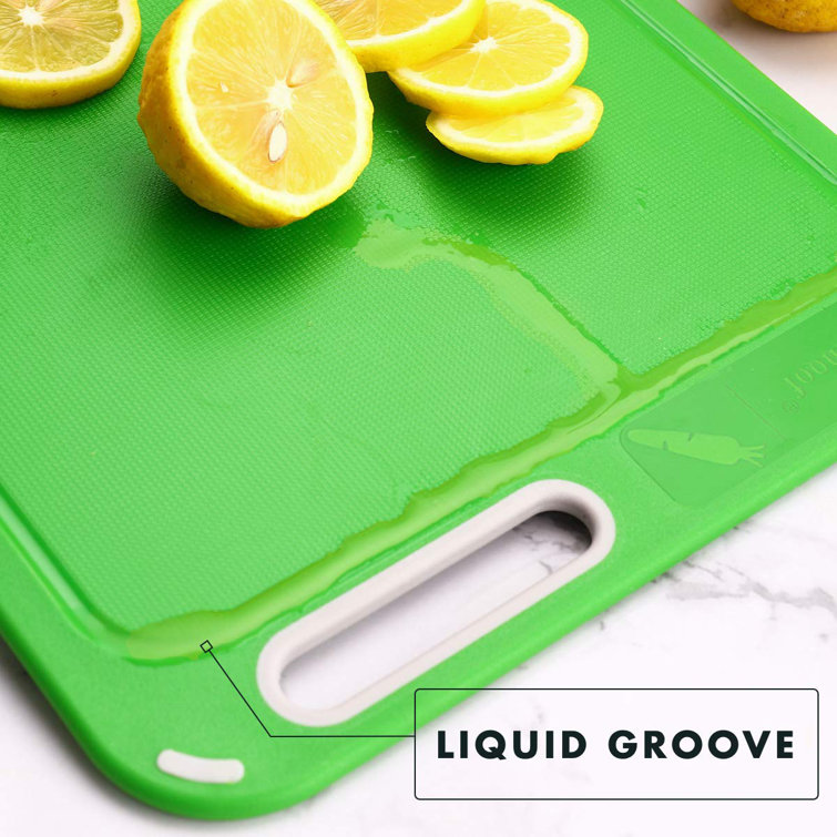Cutting Board Set, Plastic Cutting Board, Set of 4 Cutting Boards with  Storage Stand, Chopping Board Set with Color Coded Food Icon for Kitchen  Different Food Types 