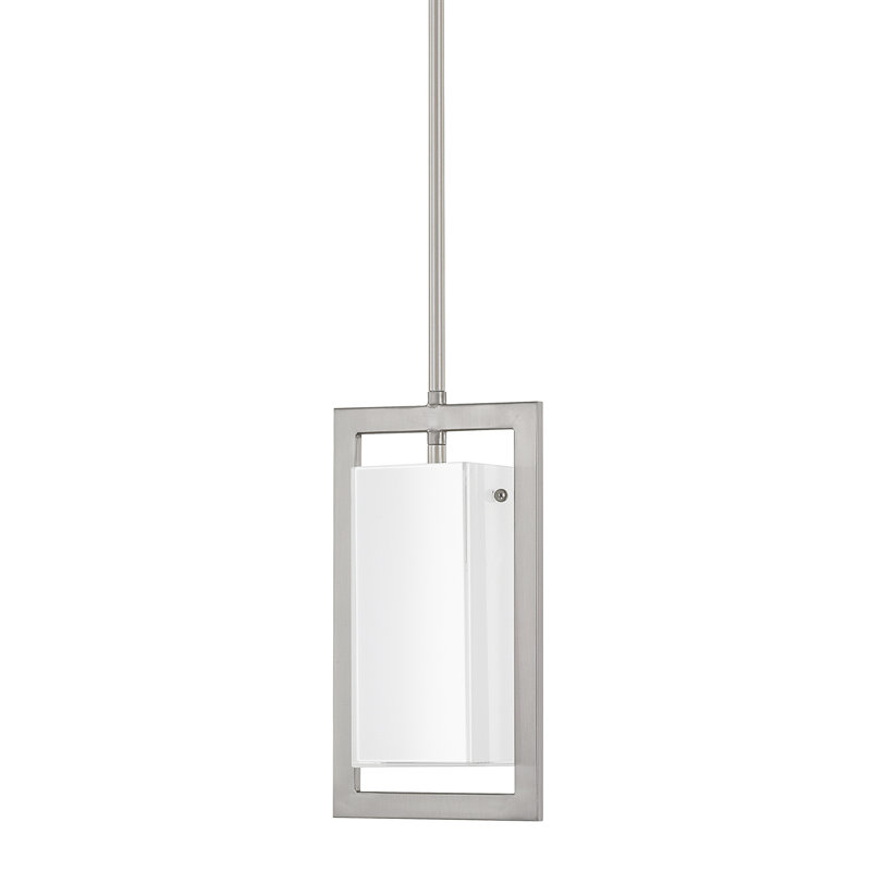 Luminaire suspendu rectangulaire 1 lumière Tahoe, Nickel brossé