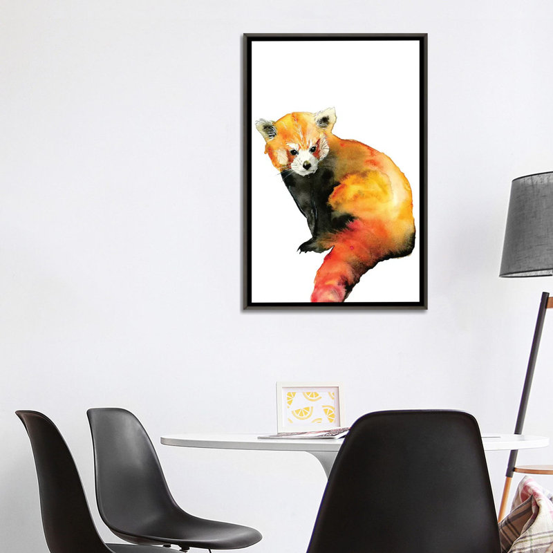 Art panda, Toile encadrée de bois rustique foncé, H 40 po x l 26 po x P 1,5 po