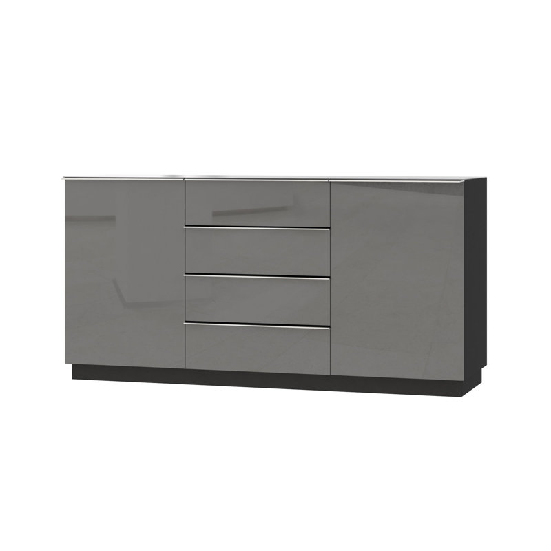 Helio 160cm Sideboard, Grey Glass