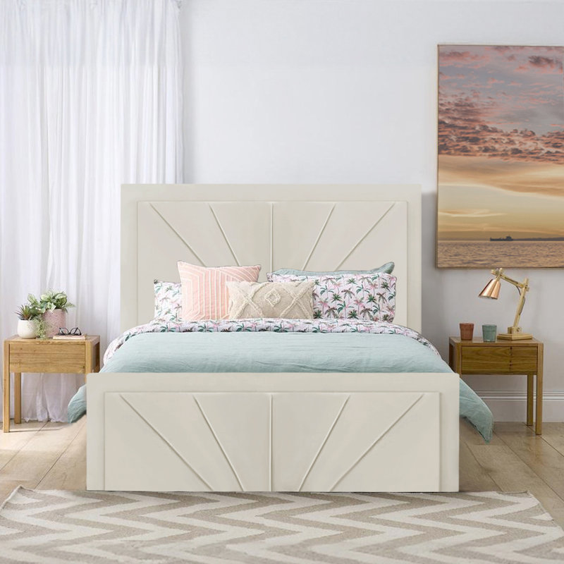 Upholstered Ottoman Storage Bed, Double (4'6), Cream