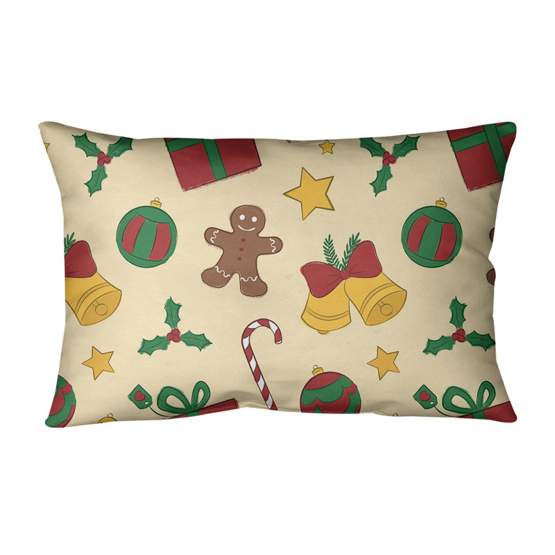 Coussin lombaire 14 po, Crème / jaune / vert