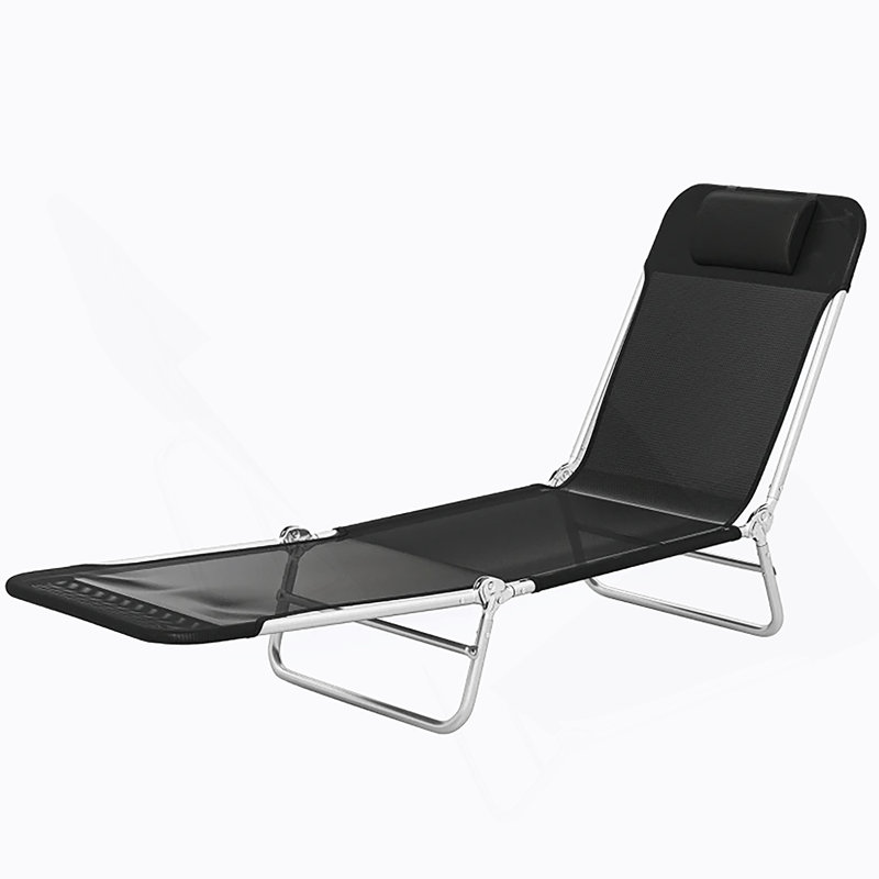 Chaise longue pliante pour l'extérieur, Noir / argenté