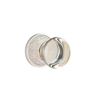 Ensemble de mortaise intérieure Emtek avec rosette Lancaster et bouton de verre Providence (droite)