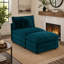 Canapé d'angle modulaire Allure, bleu sans accoudoirs, 1 place avec pouf, chenille pour salon