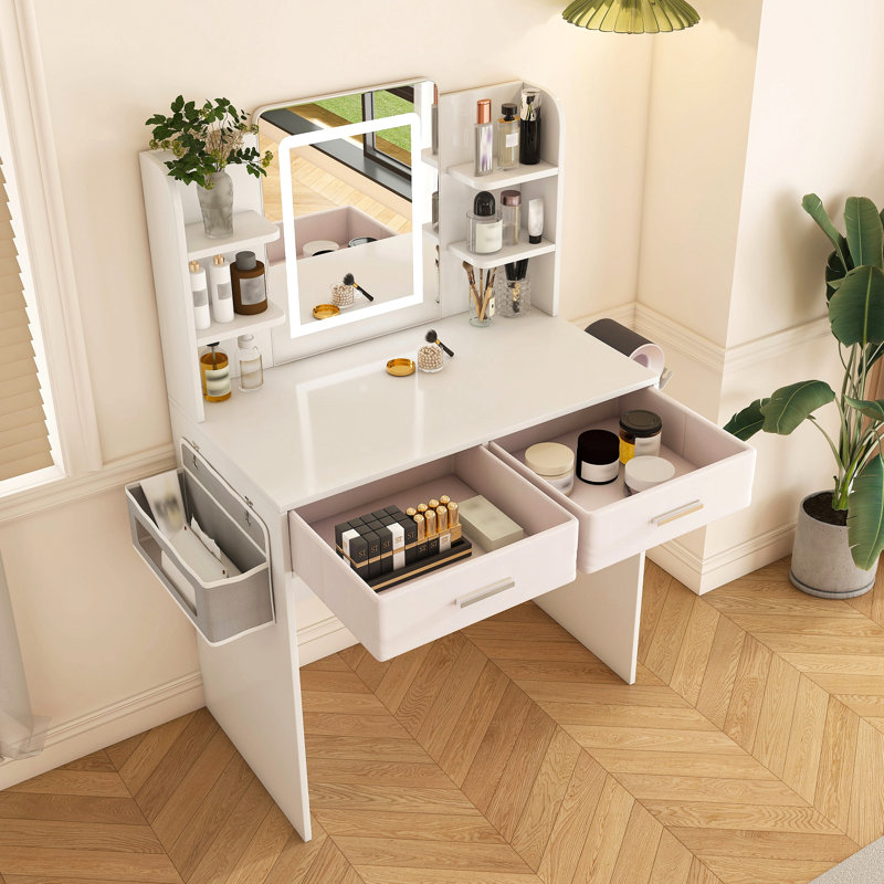 Coiffeuse avec rangement et miroir à DEL