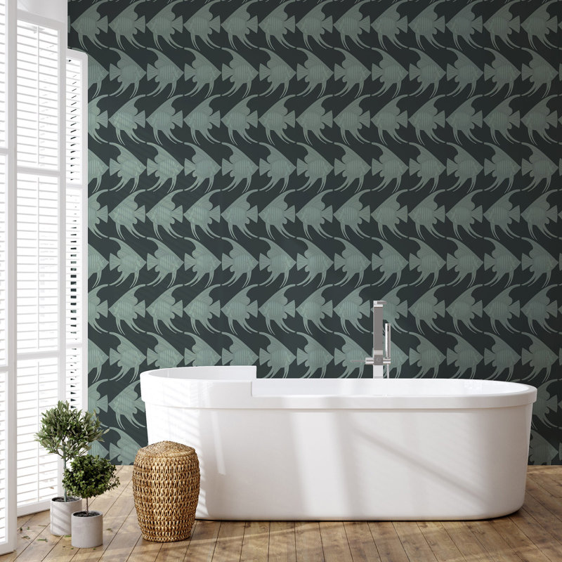 Angel Fish - Black Wallpaper, Black, Non-pasted