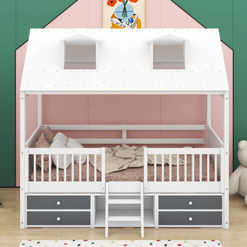 Lit simple en bois, Blanc