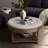 Round Ottoman, Small Upholstered Coffee Table, Button Tufted Ottoman With Wooden Shelf, Indoor Small Ottoman-91485811