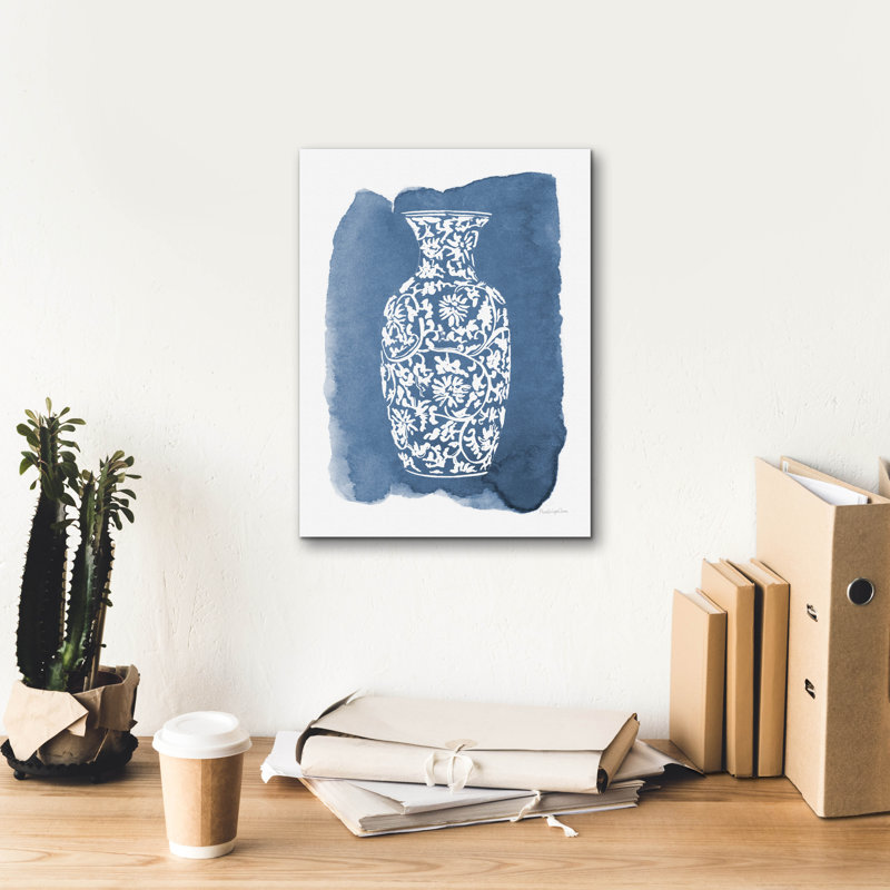 «China Vase 2 V2» par Mercedes Lopez, art mural sur toile Charro, H 16 po x l 12 po x P 0,75 po