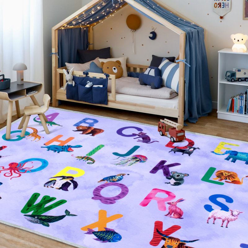 Tapis de classe Alphabet pour enfants, Rectangle 3' x 5'