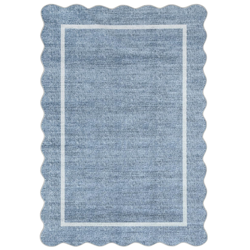 Abstract Machine Printed Area Rug, Rectangle 200 x 290 cm, Blue