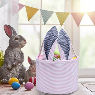 Easter Basket Easter Egg Hunting Basket Easter Bunny Basket Candy Egg Basket Gift Buckets Seersucker Egg Basket Bags For,Personalized Bags