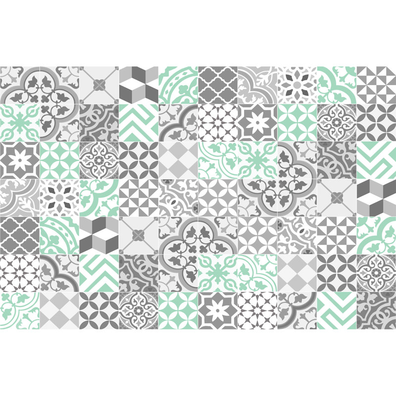Audrey Vinyl Machine Printed Area Rug, Rectangle 4'4.4" x 6'6.7"
