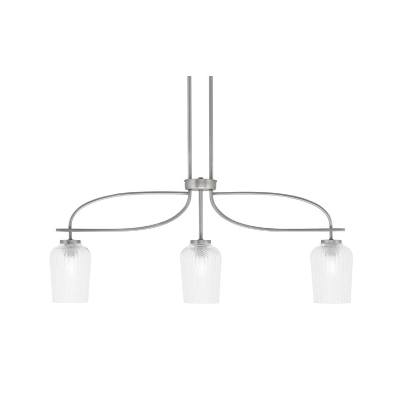 Luminaire pour îlot 3 lumières avec verre texturé transparent 5 po Cavella, Graphite