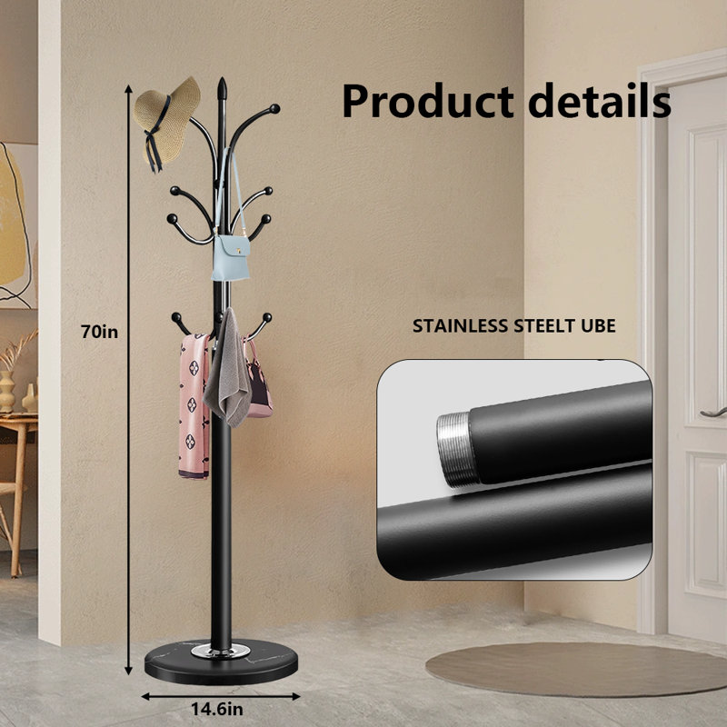 Coat Rack Freestanding, Black