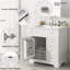 Meuble-lavabo autoportant de 30 po avec comptoir d'évier, armoire en bois massif et panneau de fibres à densité moyenne avec 1 porte et 2 tiroirs, tablette ouverte, blanc