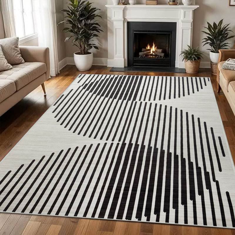 Abstract Printed High-Low Pile Area Rug Soft Plush Texture Non-Slip Backing, Rectangle 120 x 170 cm
