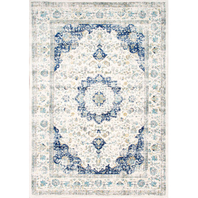 Juliea Distressed Medallion Oriental Power Loom Performance Rug