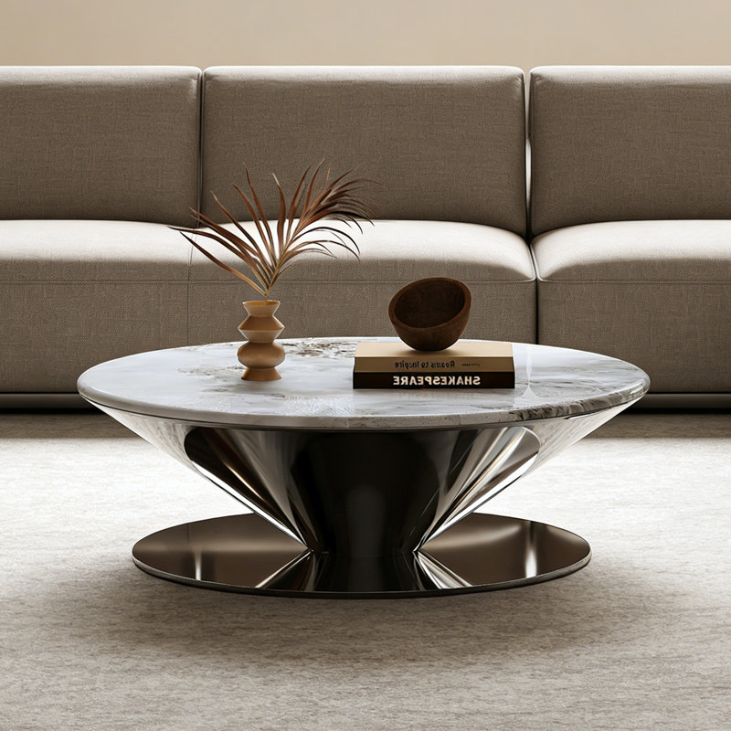 Beane Pedestal Coffee Table, 15" H x 39.4" L x 39.4" W