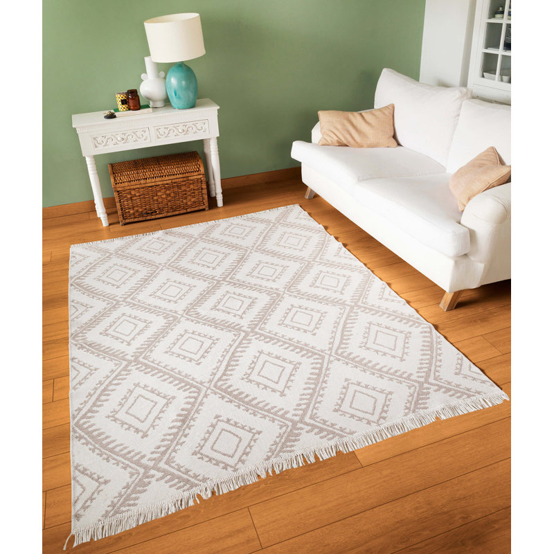 Scalf Cotton Argyle Indoor Rug, Rectangle 5'3" x 7'7"