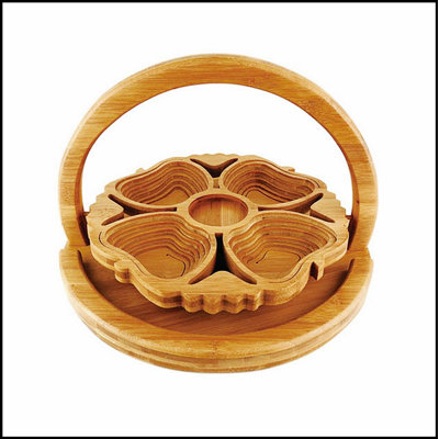 Bamboo Foldable Fruit Storage Basket with Creative Design, Perfect for Snacks, Nuts, and Home Decor