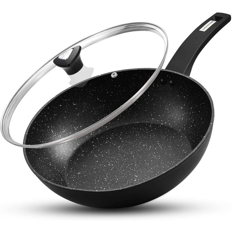 Wok en aluminium antiadhésif de 12 po avec couvercle CS KOCHSYTEME