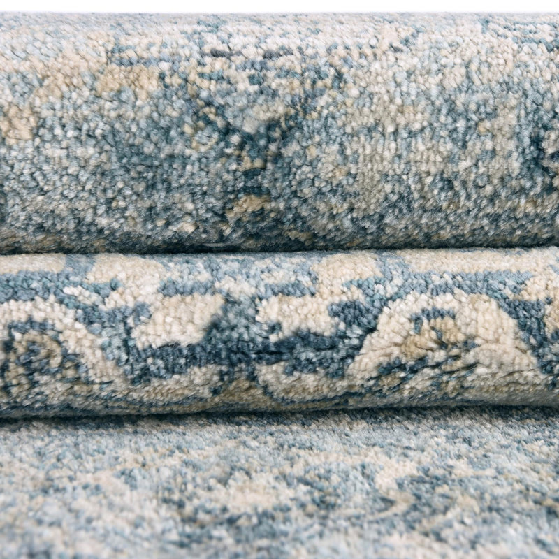 Tapis traditionnel Orea bleu-brun clair, Ovale 4 pi x 5 pi 11 po