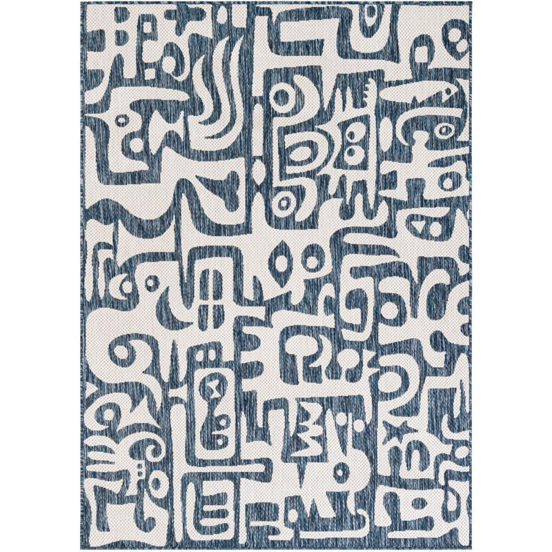 Contemporary Nykeia Area Rug Blue Color, Rectangle 5'1" x 7'1"