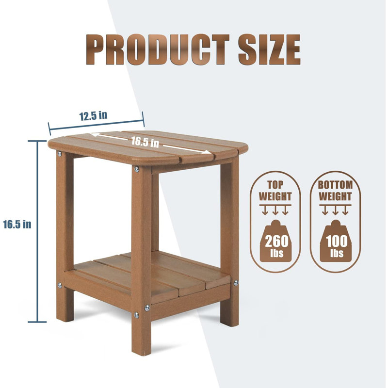 Outdoor Side Table, 2-tier  Adirondack End Table, Teak